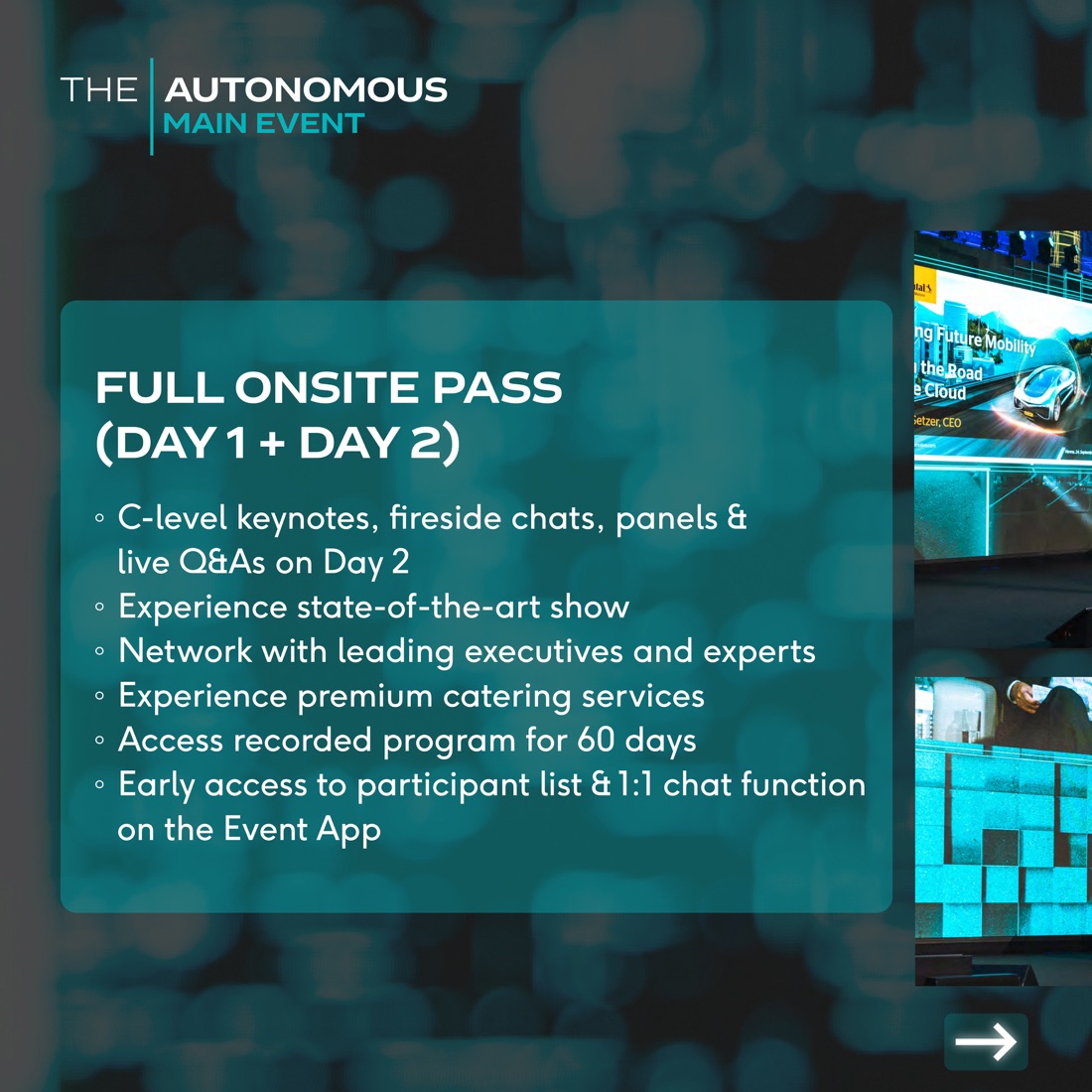 The Autonomous 'What Awaits You at the Main Event' carousel, slide 2.