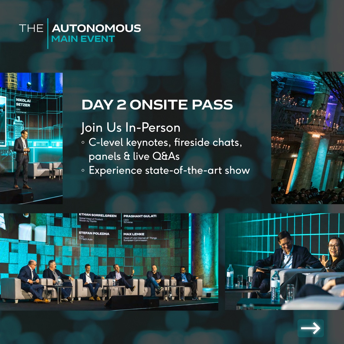 The Autonomous 'What Awaits You at the Main Event' carousel, slide 3.