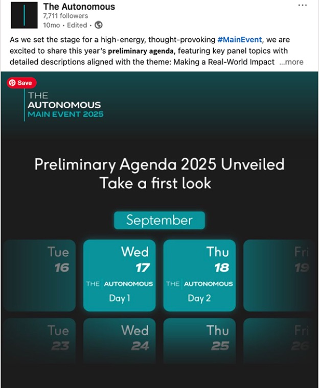 LinkedIn post, 'Preliminary Agenda 2025 Unveiled, Take a first look.'