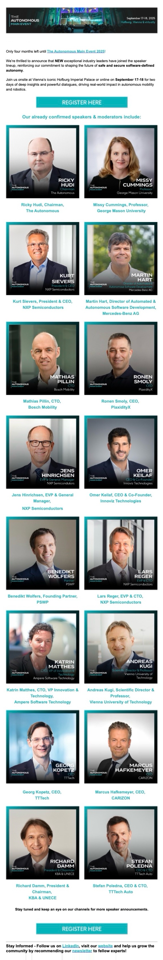 May newsletter, new speaker line-up
