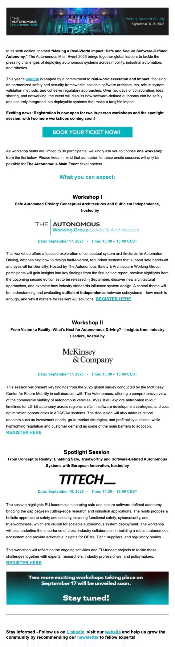 July newsletter, in-person workshops