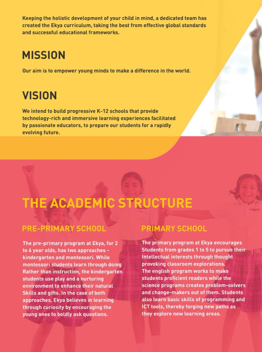 Ekya Schools brochure, page 2.