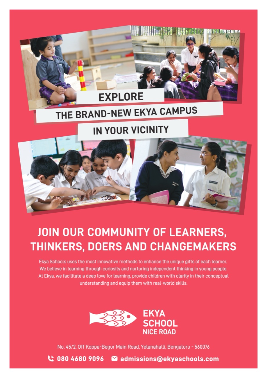 Ekya Schools, Nice Road newspaper insert, back.
