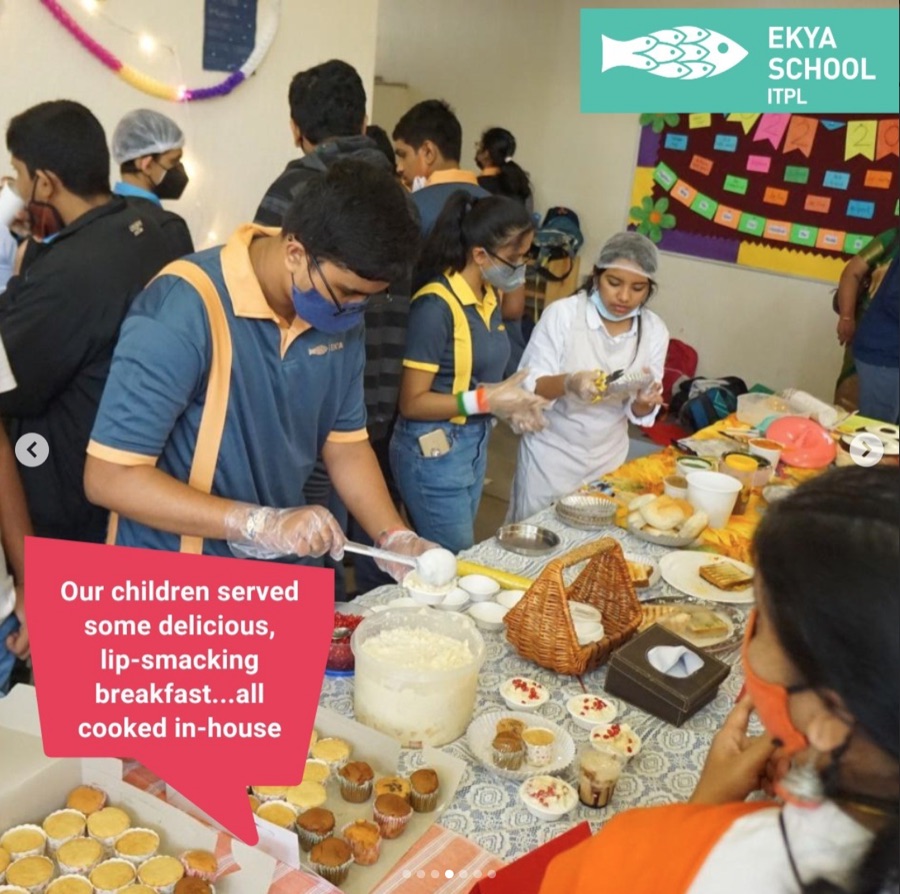 Instagram post, breakfast cooked and served by students