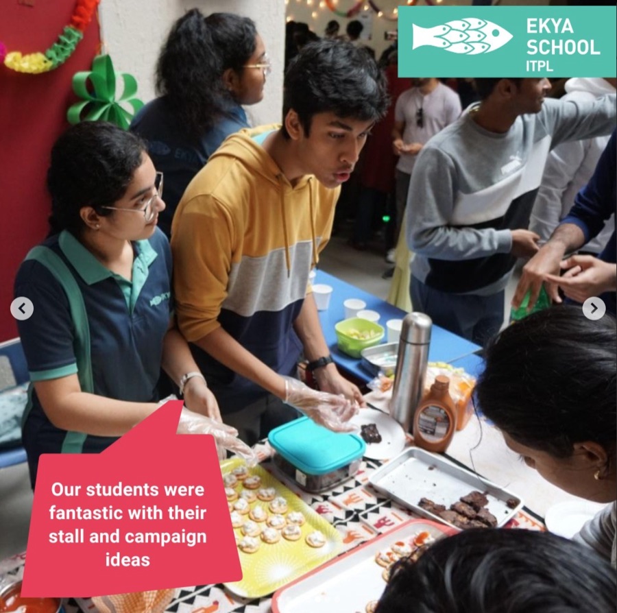 Instagram post, students at their stall