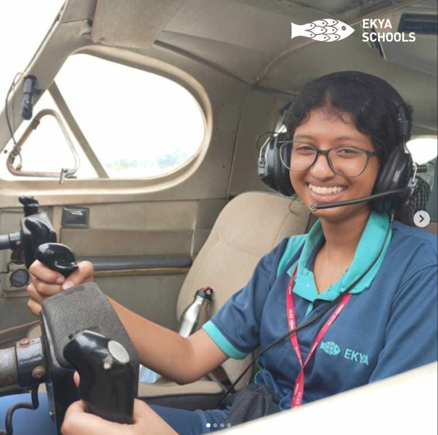 Instagram post, a student in the cockpit