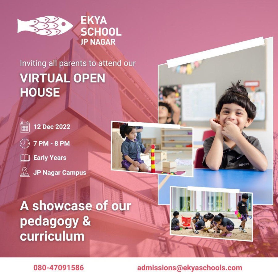 Instagram post, Ekya School JP Nagar virtual open house, December 2022