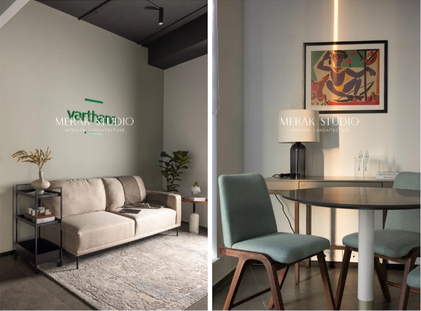 Varthana office, lounge sofa and dining corner